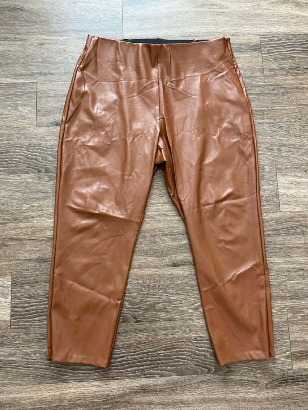 Old Navy Faux Leather Pants Women 20 Extra High Rise Skinny Cognac Ankle Zip